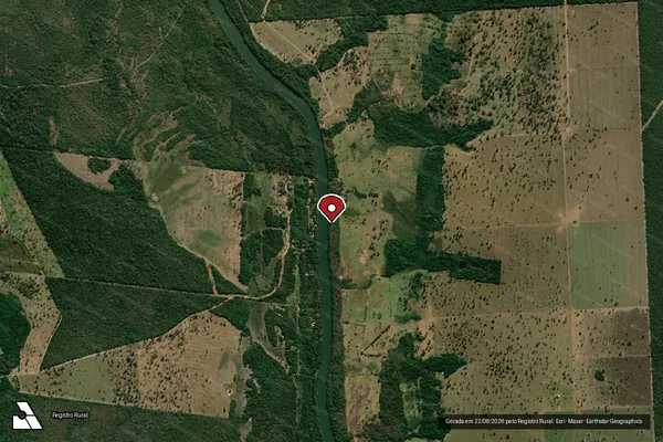 Imagem de satélite de Infração referente a Qualidade Ambiental em Lambari D'Oeste - MT (marcador da localização)