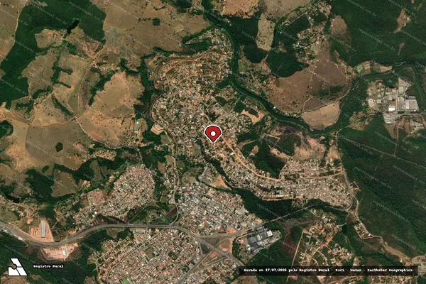 Imagem de satélite de Infração da Fauna em Juatuba - MG (marcador da localização)