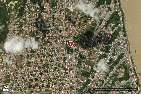 Imagem de satélite de Infração Ambiental em Humaitá - AM (marcador da localização)