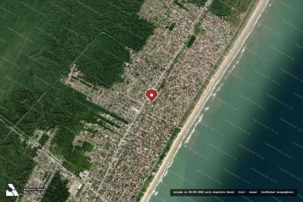 Imagem de satélite de Infração Ambiental em Pontal do Paraná - PR (marcador da localização)