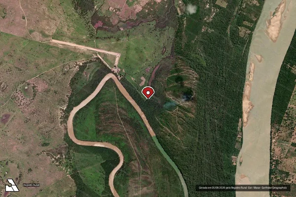 Imagem de satélite de Infração da Flora em Pintópolis - MG (marcador da localização)