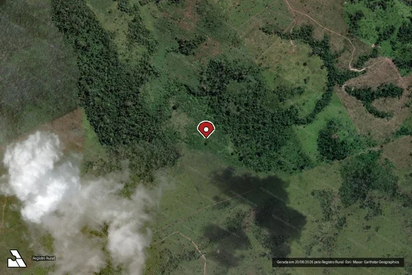 Imagem de satélite de Infração Ambiental em Santarém - PA (marcador da localização)
