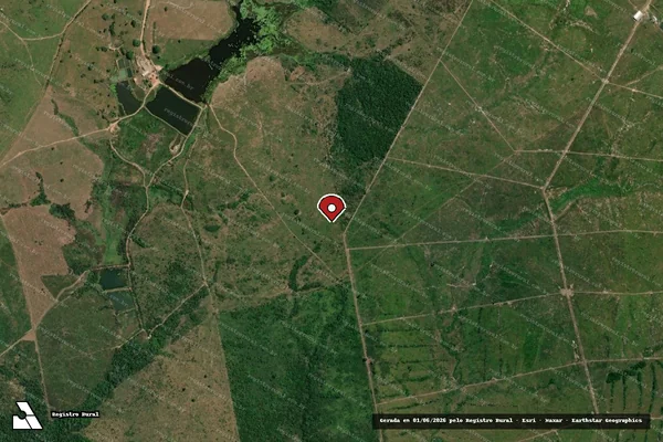 Imagem de satélite de Infração Ambiental em Marabá - PA (marcador da localização)
