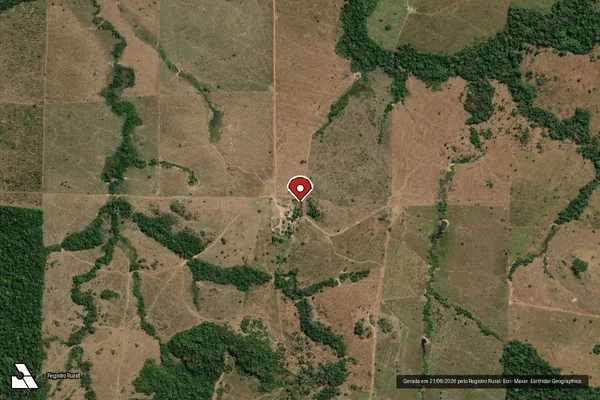 Imagem de satélite de Infração Ambiental em Juruena - MT (marcador da localização)