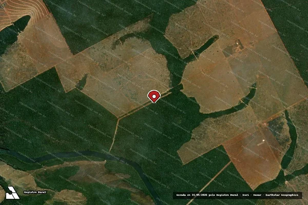 Imagem de satélite de Infração Ambiental em Brasnorte - MT (marcador da localização)