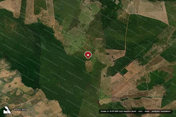 Imagem de satélite de Infração da Flora em Serra Nova Dourada - MT (marcador da localização)