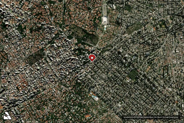 Imagem de satélite de Infração Ambiental em São Paulo - SP (marcador da localização)