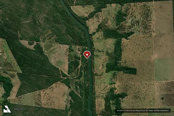 Imagem de satélite de Infração referente a Qualidade Ambiental em Lambari D'Oeste - MT (marcador da localização)