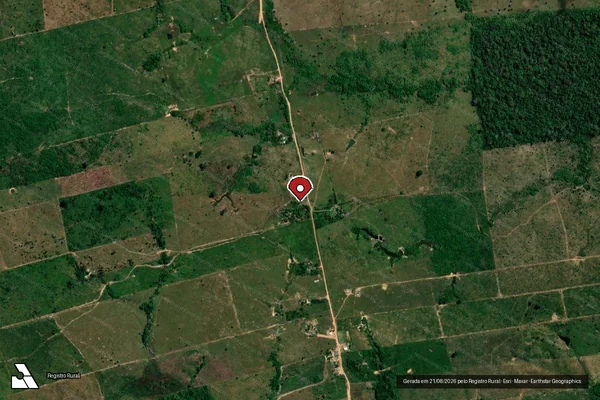 Imagem de satélite de Infração Ambiental em Nova Mamoré - RO (marcador da localização)