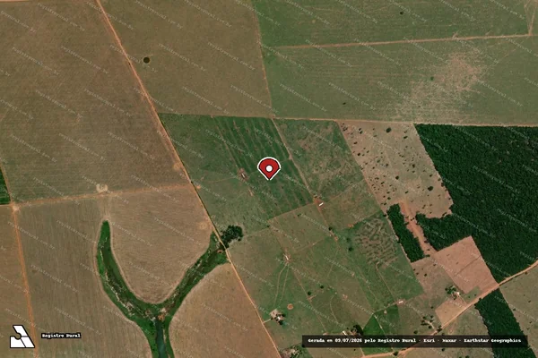 Imagem de satélite de Infração da Flora em Novo Horizonte do Norte - MT (marcador da localização)