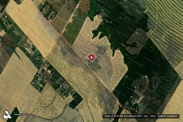 Imagem de satélite de Infração Ambiental em Paragominas - PA (marcador da localização)