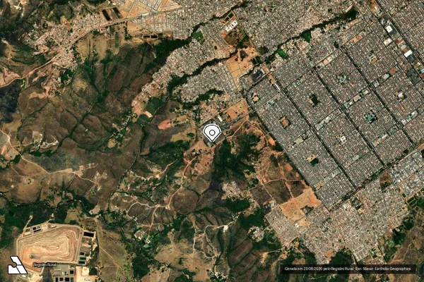 Imagem de satélite de Infração Ambiental em Brasília - DF (marcador da localização)