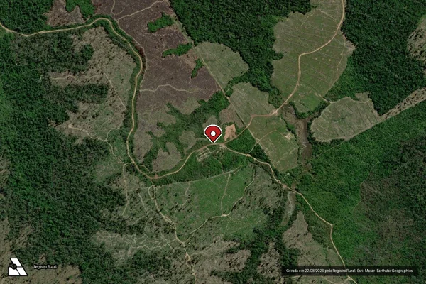 Imagem de satélite de Infração Ambiental em Tailândia - PA (marcador da localização)