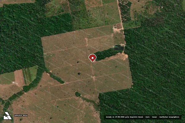 Imagem de satélite de Infração da Flora em Nova Bandeirantes - MT (marcador da localização)