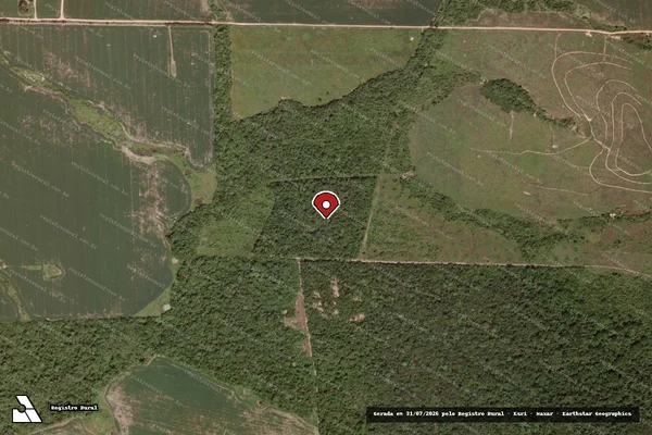 Imagem de satélite de Infração Ambiental em Matupá - MT (marcador da localização)