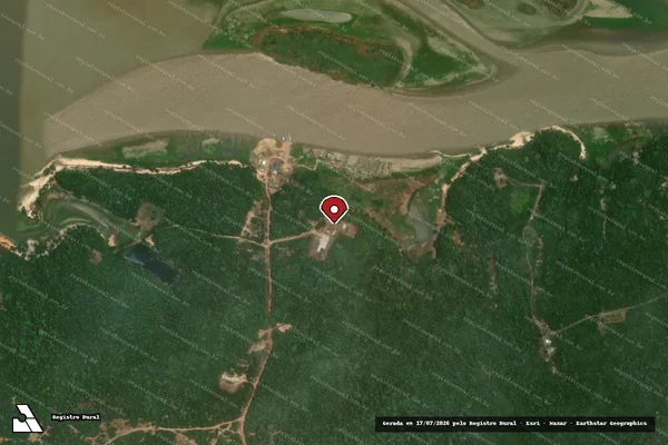 Imagem de satélite de Infração Ambiental em Santarém - PA (marcador da localização)