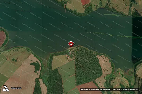 Imagem de satélite de Infração Ambiental em Paulo de Faria - SP (marcador da localização)