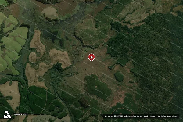 Imagem de satélite de Infração Ambiental em Santa Cecília - SC (marcador da localização)