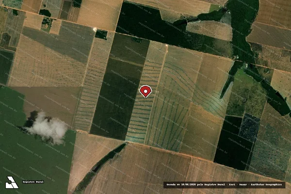 Imagem de satélite de Infração da Flora em Querência - MT (marcador da localização)
