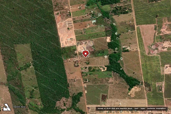 Imagem de satélite de Infração Ambiental em Nova Bandeirantes - MT (marcador da localização)