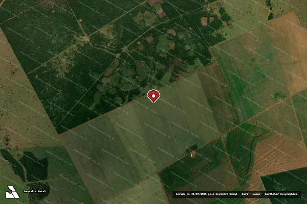 Imagem de satélite de Infração Ambiental em Coronel Sapucaia - MS (marcador da localização)