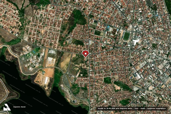 Imagem de satélite de Infração Ambiental em Arapiraca - AL (marcador da localização)