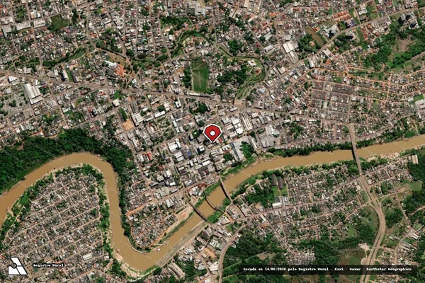 Imagem de satélite de Infração Ambiental em Boca do Acre - AM (marcador da localização)