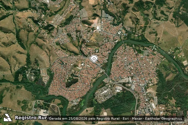 Imagem de satélite de Infração Ambiental em São José dos Campos - SP (marcador da localização)