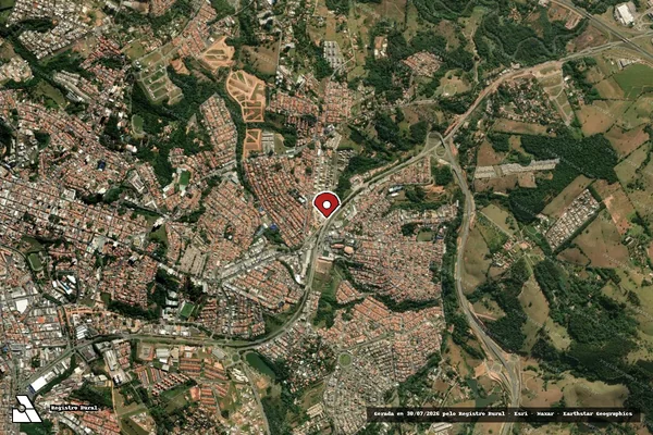 Imagem de satélite de Infração Ambiental em Itatiba - SP (marcador da localização)