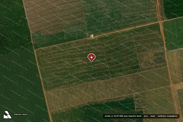 Imagem de satélite de Infração da Flora em União do Sul - MT (marcador da localização)