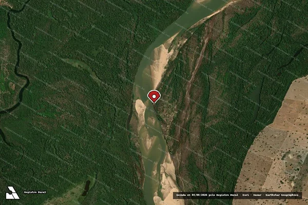 Imagem de satélite de Infração da Flora em Aruanã - GO (marcador da localização)