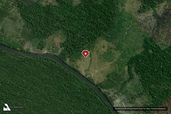 Imagem de satélite de Infração Ambiental em Apuí - AM (marcador da localização)
