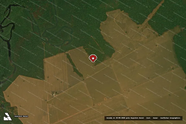 Imagem de satélite de Infração da Flora em Cláudia - MT (marcador da localização)