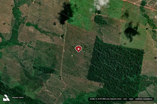 Imagem de satélite de Infração da Flora em Lábrea - AM (marcador da localização)