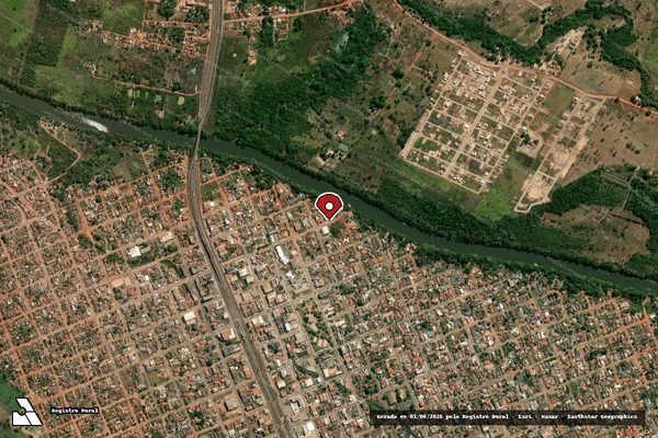 Imagem de satélite de Infração Ambiental em Cacoal - RO (marcador da localização)
