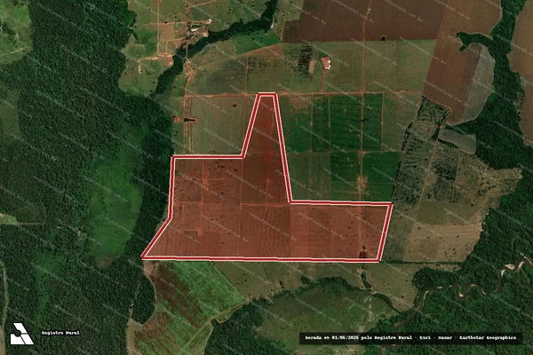 Imagem de satélite — Embargo IBAMA — Infração da Flora - Cabixi/RO