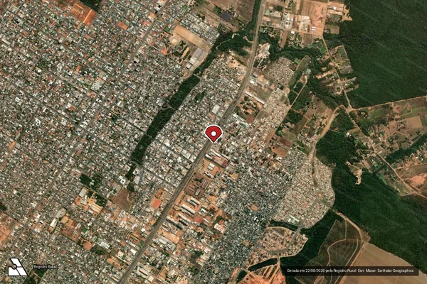 Imagem de satélite de Infração Ambiental em Sorriso - MT (marcador da localização)
