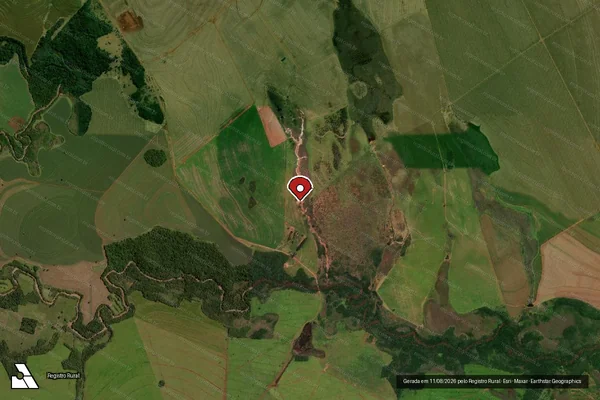 Imagem de satélite de Infração Ambiental em Aral Moreira - MS (marcador da localização)