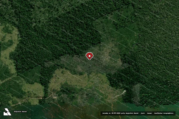 Imagem de satélite de Infração da Flora em Cujubim - RO (marcador da localização)