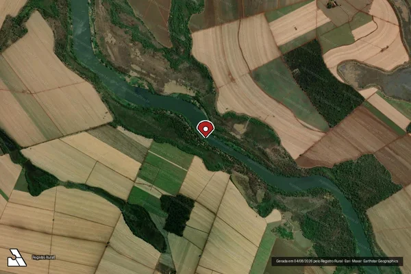 Imagem de satélite de Infração da Flora em Barretos - SP (marcador da localização)