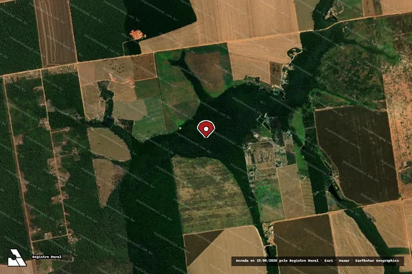 Imagem de satélite de Infração da Flora em Feliz Natal - MT (marcador da localização)