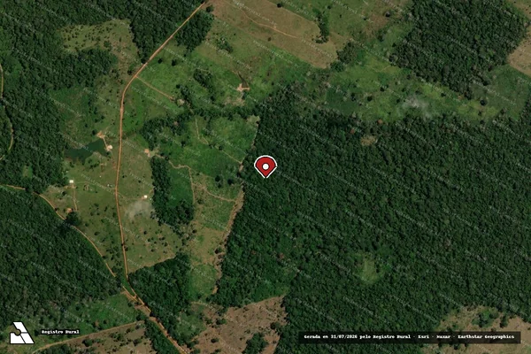 Imagem de satélite de Infração da Flora em Capixaba - AC (marcador da localização)