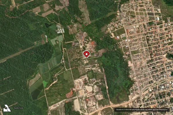 Imagem de satélite de Infração da Flora em Uruará - PA (marcador da localização)