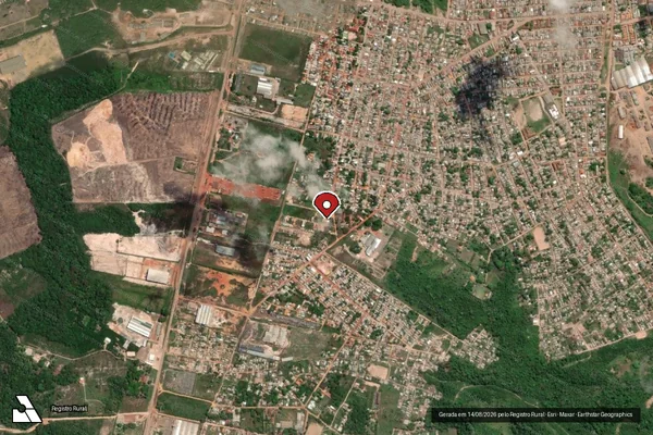 Imagem de satélite de Infração da Flora em Santarém - PA (marcador da localização)