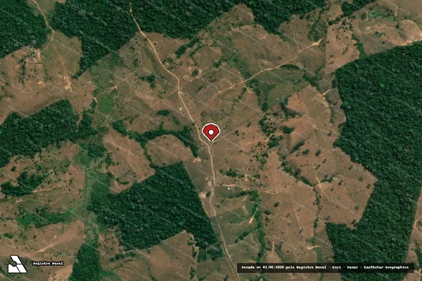 Imagem de satélite de Desmatamento em Sena Madureira - AC (marcador da localização)