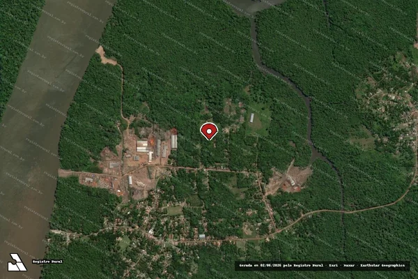 Imagem de satélite de Infração Ambiental em Santa Bárbara do Pará - PA (marcador da localização)