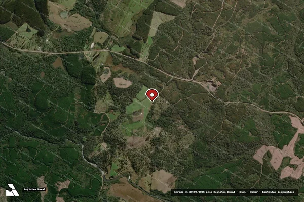 Imagem de satélite de Infração Ambiental em Timbó Grande - SC (marcador da localização)