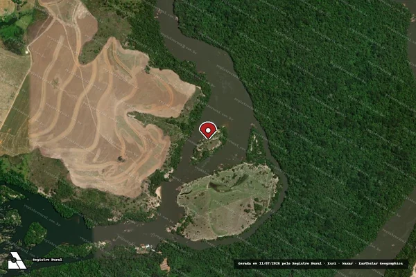 Imagem de satélite de Infração Ambiental em Juara - MT (marcador da localização)