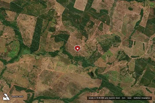 Imagem de satélite de Infração Ambiental em Ribeirão Cascalheira - MT (marcador da localização)