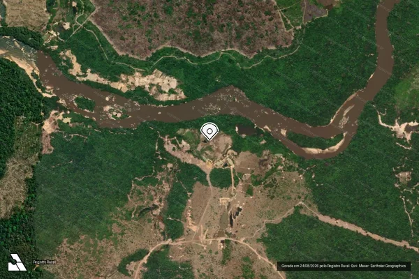 Imagem de satélite de Infração Ambiental em Paranaíta - MT (marcador da localização)